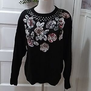 Vintage 1980s 1990s Y2K Sarit medium sequins sweater